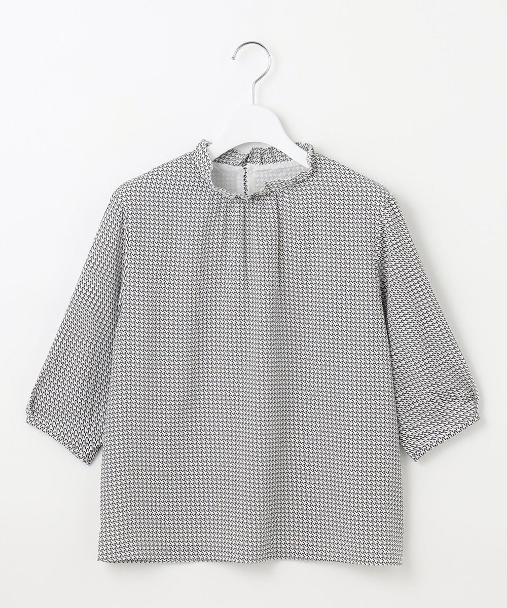 J.PRESS LADIES L 千鳥プリント フリル襟 カットソー 