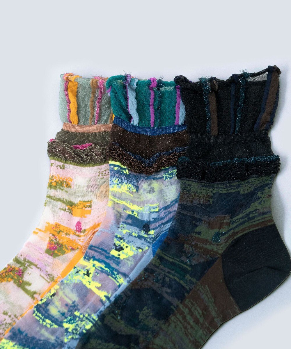 COQ 【MEN】sprinkle flower シアーソックス 