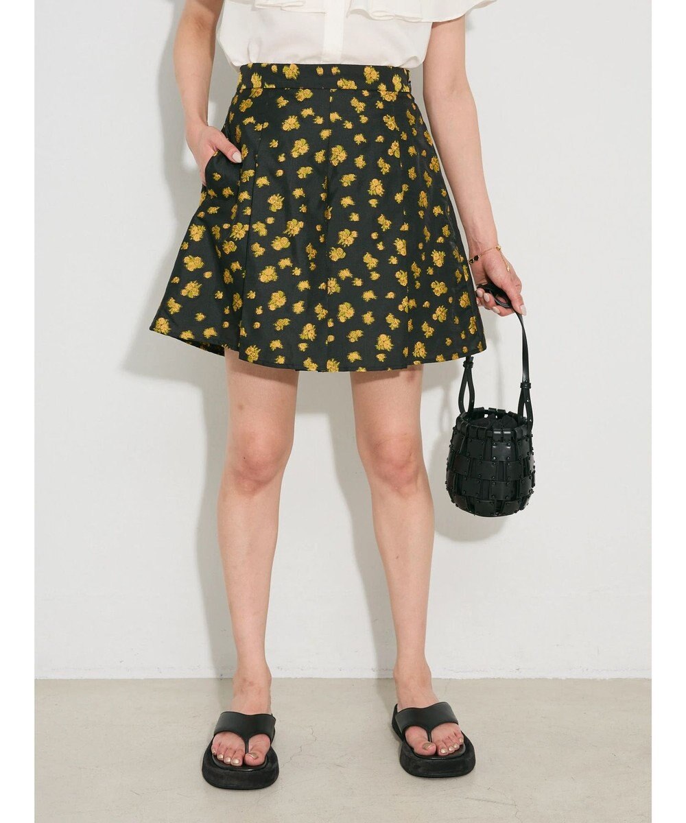 Green Parks タック入りジャガードキュロットパンツ 