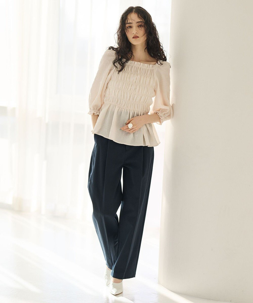 #Newans 2WAYシャーリングペプラムブラウス 