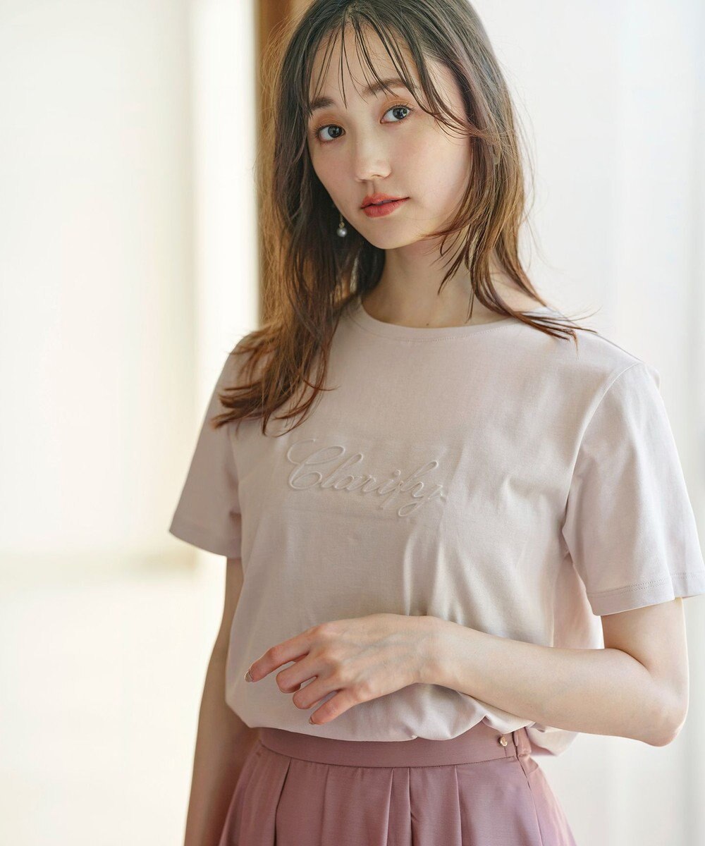 any SiS L エンボスロゴ Tシャツ ローズグレー