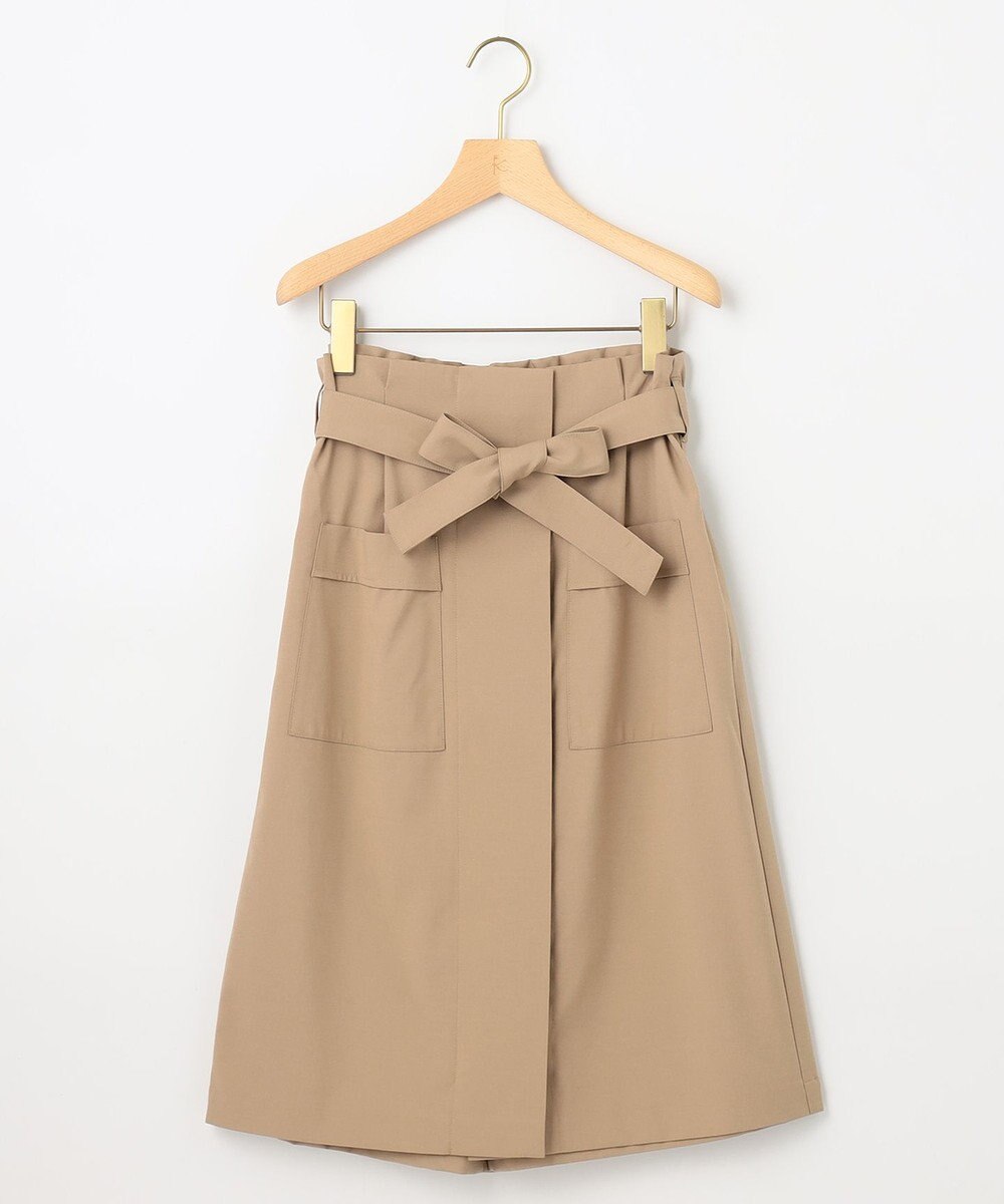 組曲 【ベルト付】リネン混オックスストレッチ キュロットパンツ 