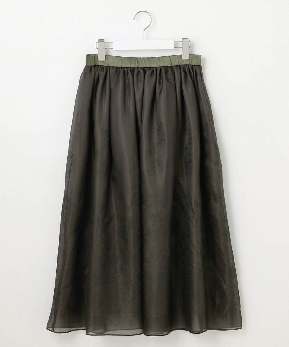 自由区 【洗える】シアーパネルエンブロイダリー スカート 