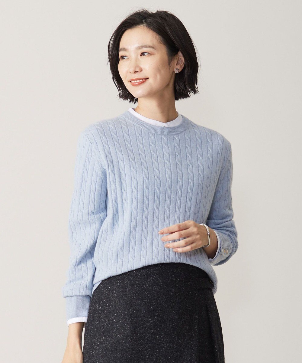 J.PRESS LADIES 【洗える】WOOL BLEND AIR ケーブル ニット 