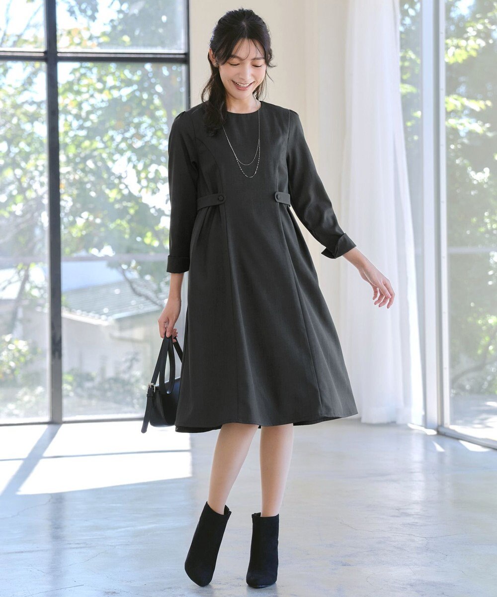 Tiaclasse L 【洗える】ウール調Aラインワンピース 