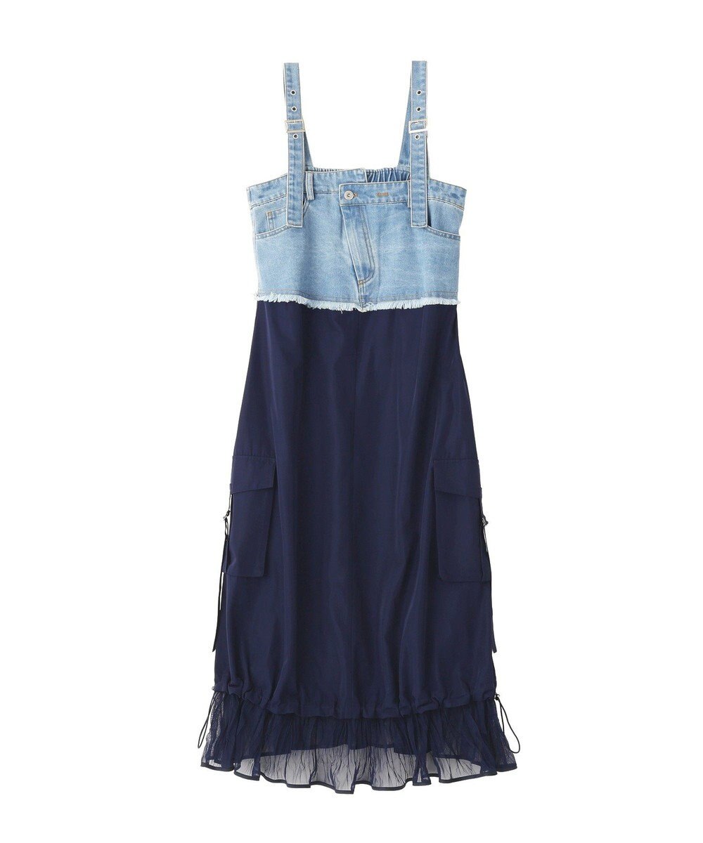 YECCA VECCA デニムMIXデザインサロペット 