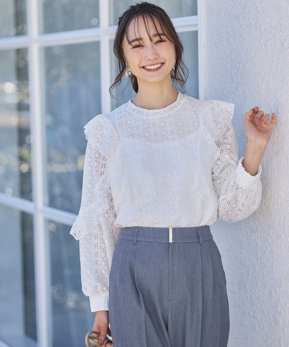 ANY SIS S 【洗える】ラッフルレース トップス 