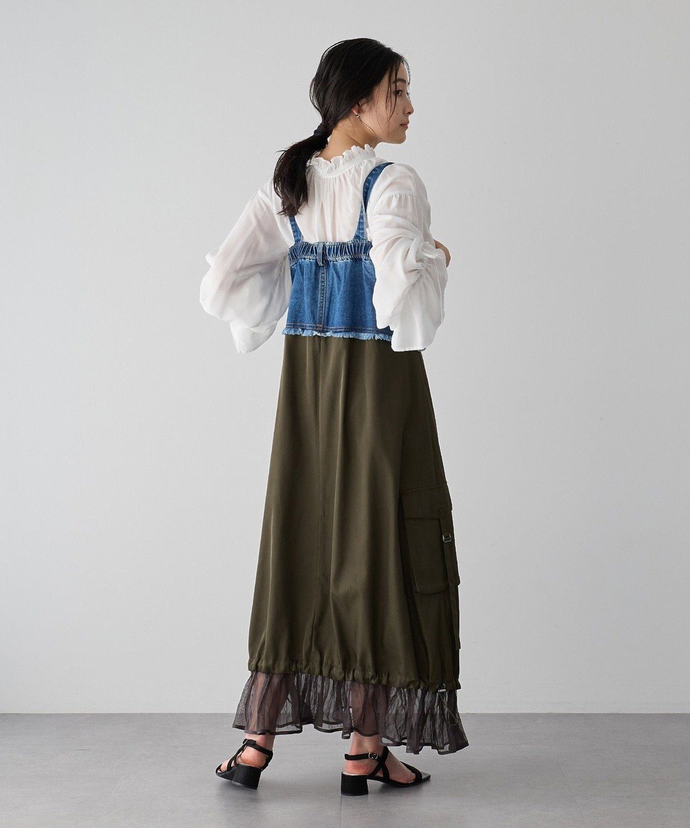 YECCA VECCA デニムMIXデザインサロペット 