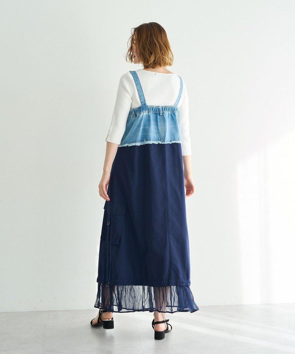 YECCA VECCA デニムMIXデザインサロペット 