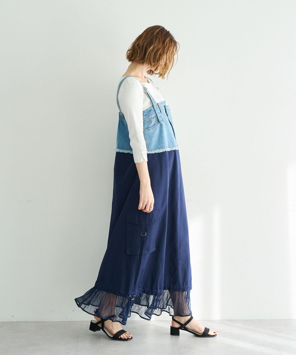 YECCA VECCA デニムMIXデザインサロペット 
