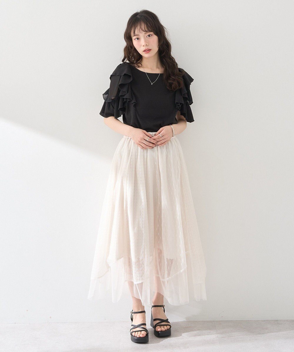 earth music&ecology 袖フリルデザインプルオーバー 