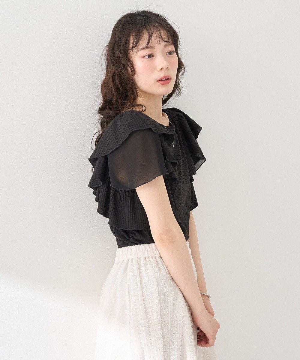 earth music&ecology 袖フリルデザインプルオーバー 