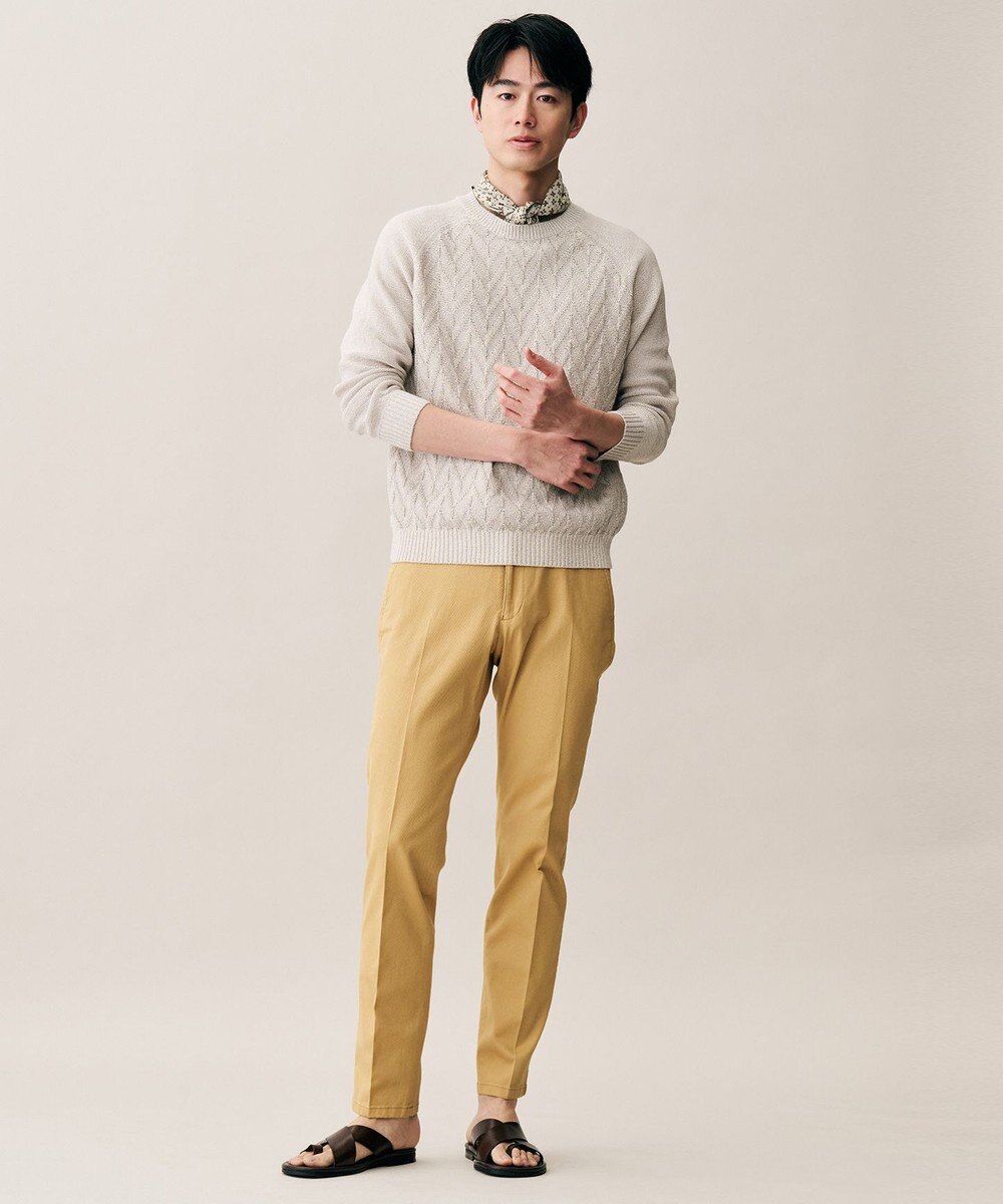 JOSEPH ABBOUD 【キングサイズ・エコ素材和紙使用・日本素材】和紙杢メッシュクルーネック ニット 