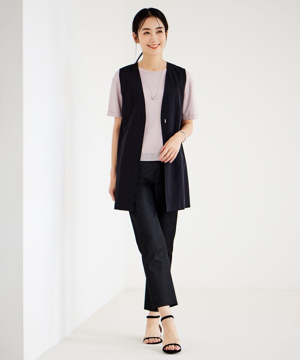 J.PRESS LADIES L 【洗える】シャンブレーサテン テーパード パンツ 