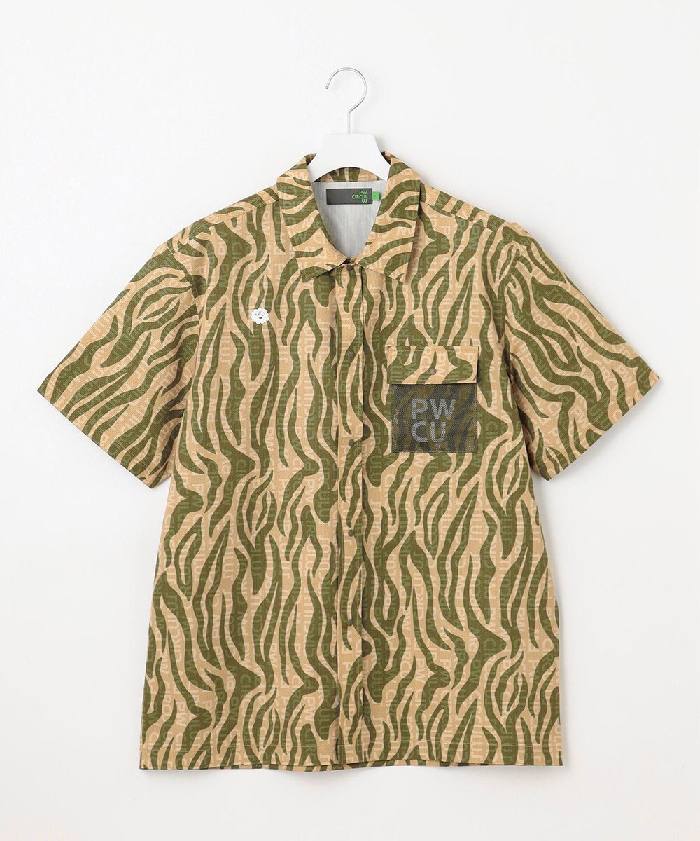 PW CIRCULUS 【MEN】ストライプカモフラ メッシュポケットシャツ ゴルフ 