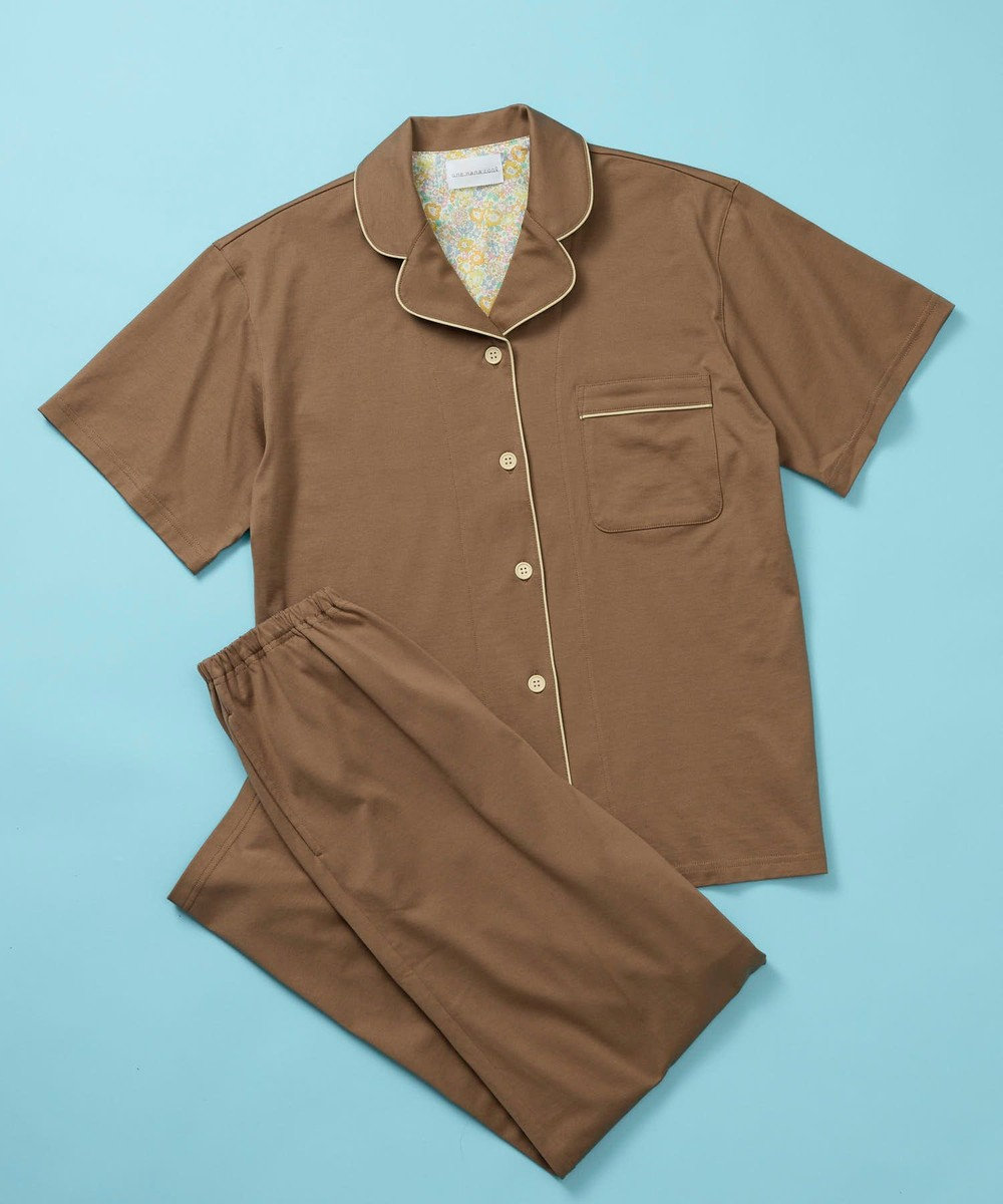 une nana cool 【綿100%】60/2 やわらか天竺 半袖開襟パジャマ MADE WITH LIBERTY FABRIC 