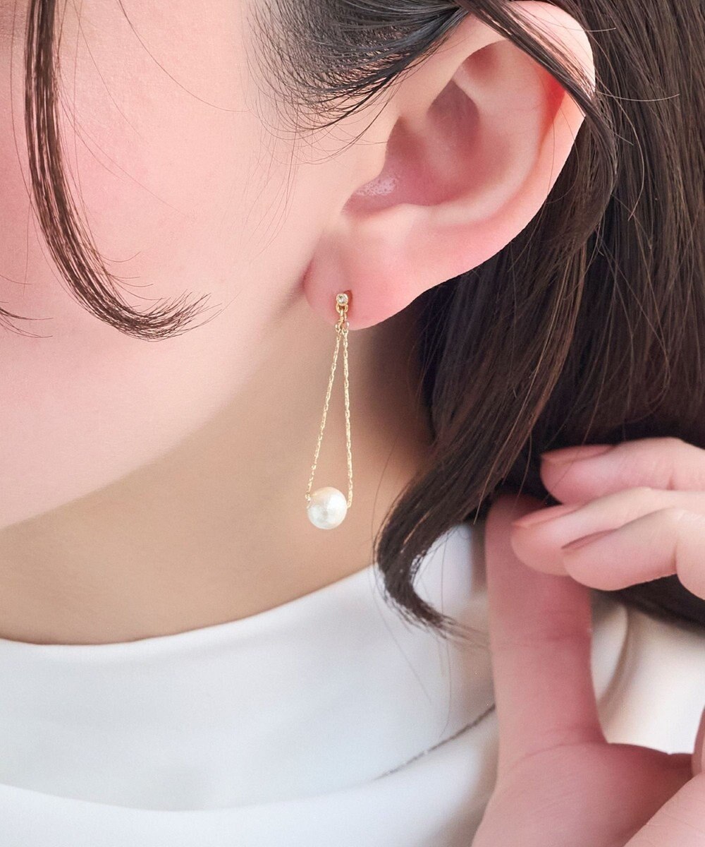 Phoebe 【痛くないシリーズ】【金属アレルギー対応】トライアングルコットンパールライトフィットイヤリング 