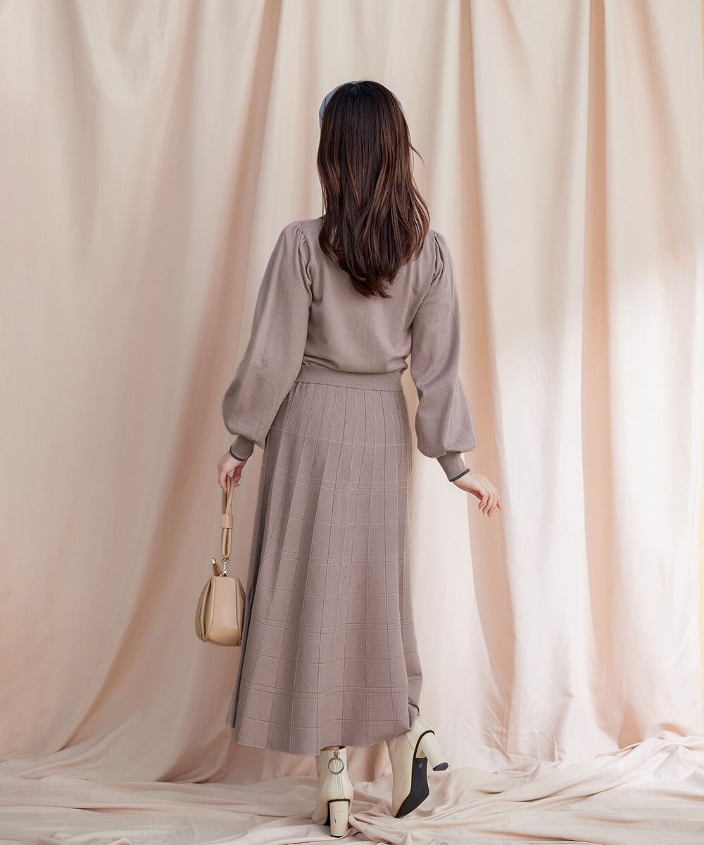 Tiaclasse 【洗える】リボン衿配色ニットワンピース 