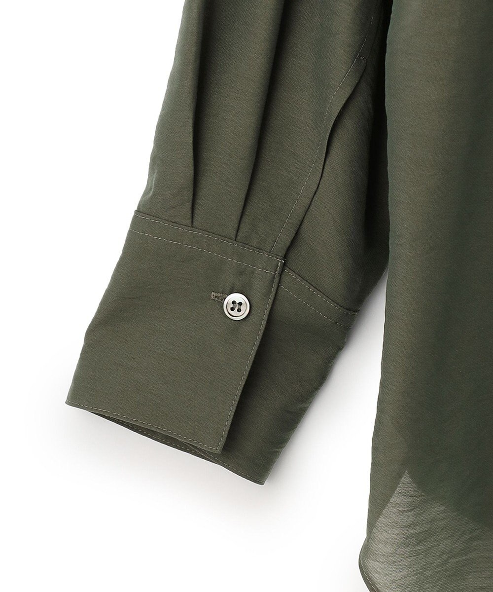 23区 L 【洗える】バンドカラー シアー シャツ 