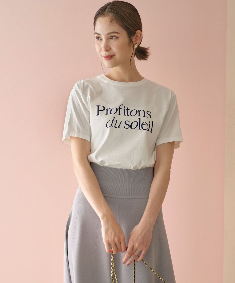 組曲 L ブルーデイジーロゴプリント Tシャツ 