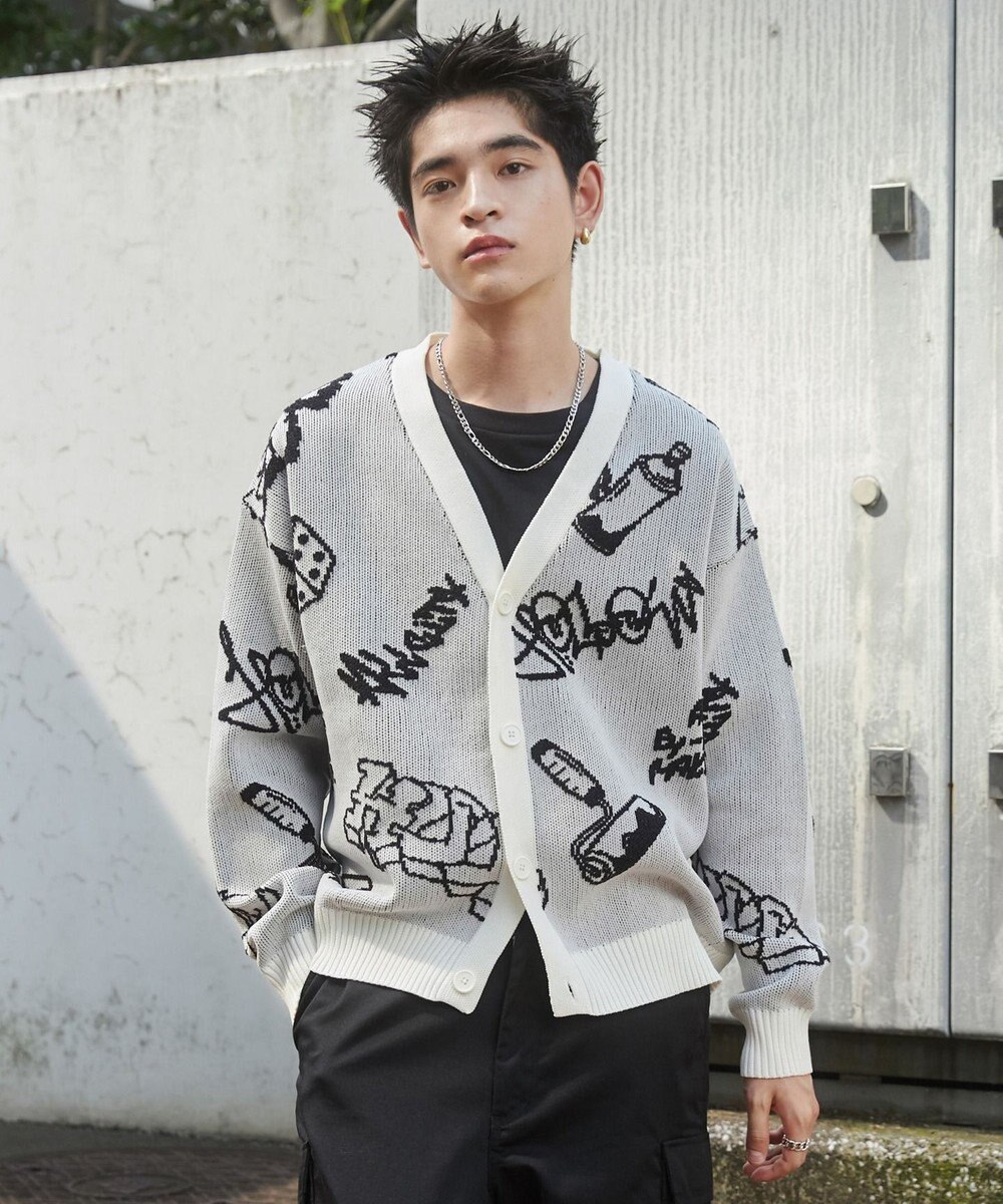 WEGO ベロアモールグラフィティカーディガン 