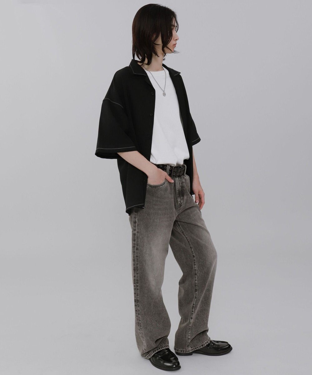 WEGO 【ウエスト調整可】ストレートデニムパンツ 