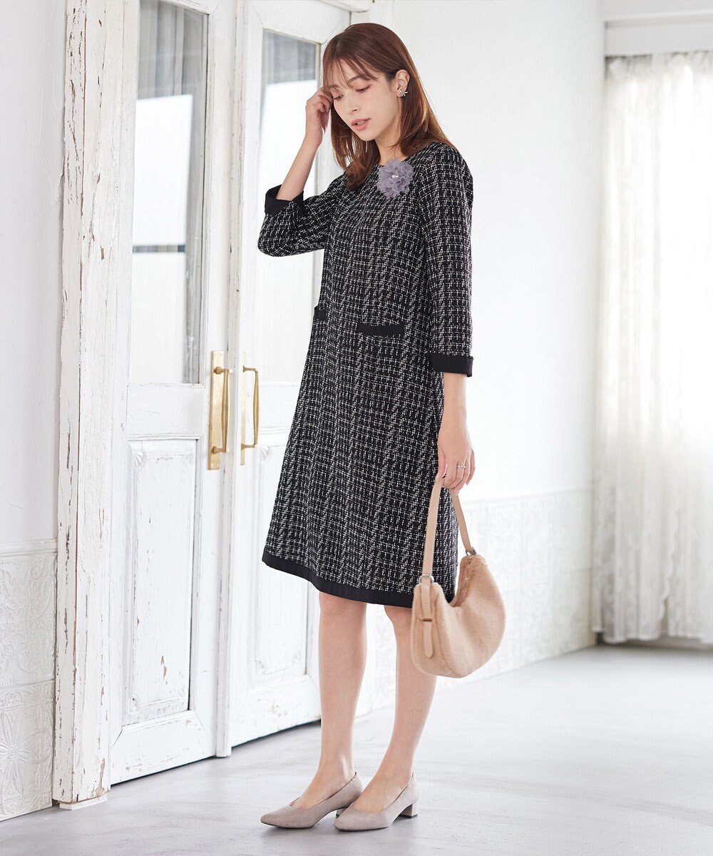 Tiaclasse ツイードAラインワンピース 