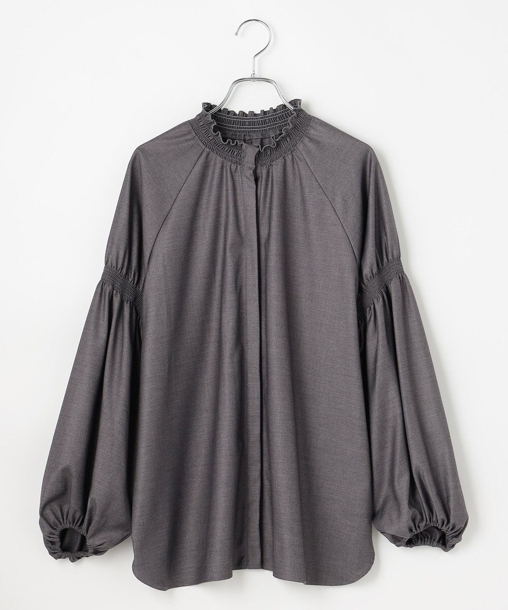 #Newans 【洗濯機可/しわになりにくい】シャーリングネック ボリュームスリーブブラウス 