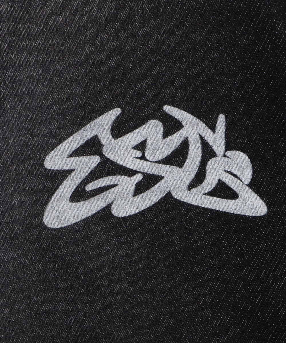 WEGO 【ウエスト紐で調整】イージーペインターグラフィックデニムパンツ 