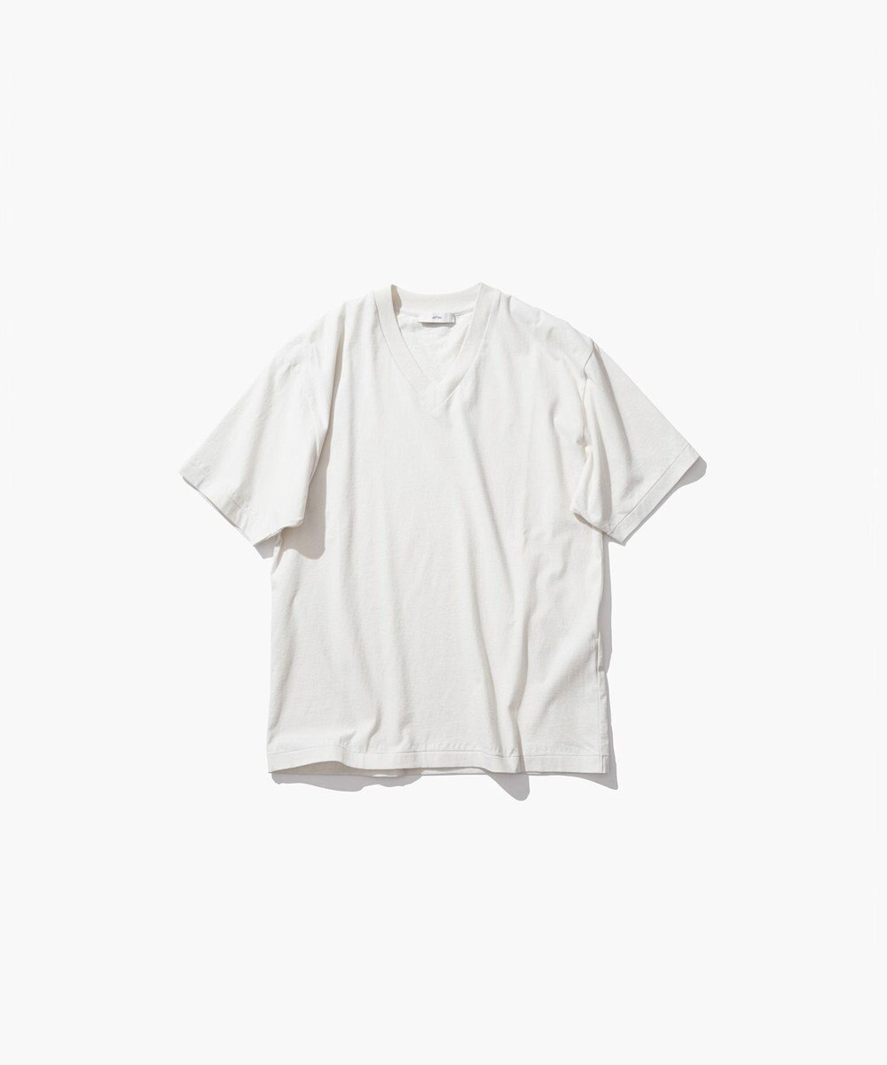 ATON FRESCA NUBACK | VネックTシャツ WRAM WHITE