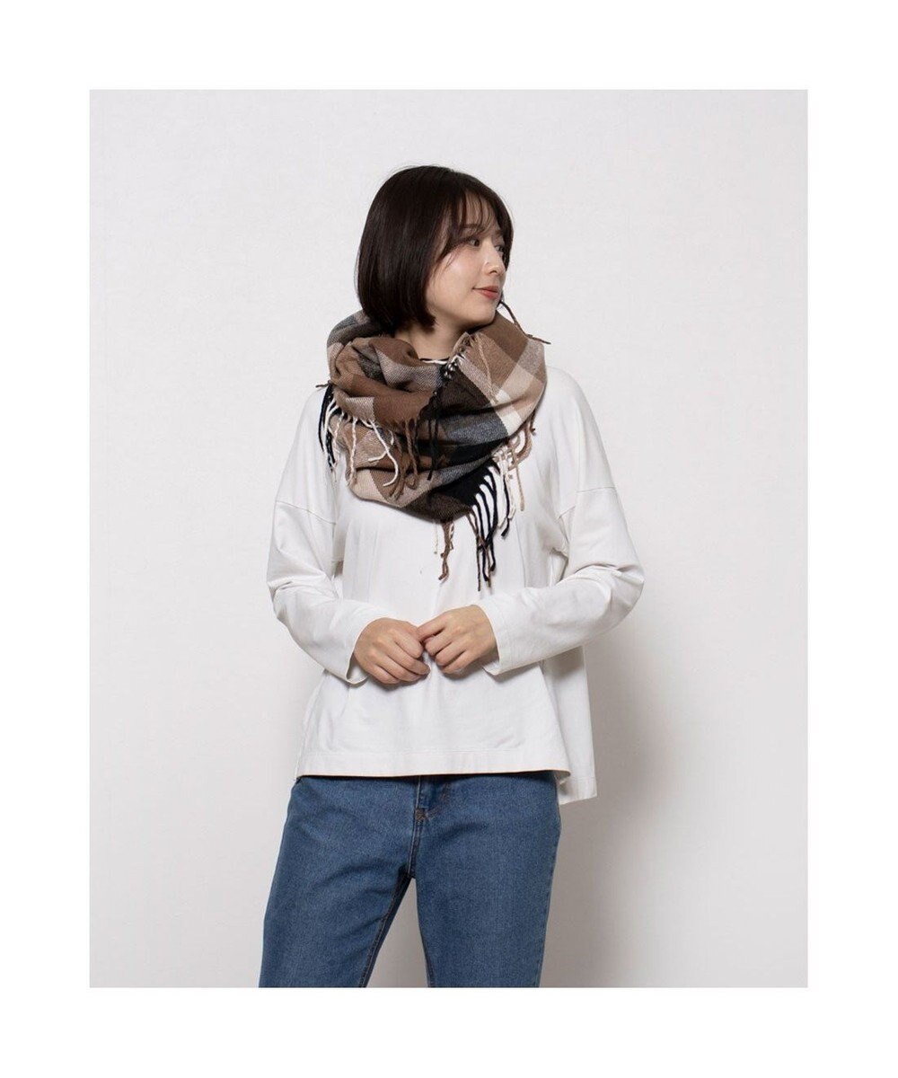 UNBILLION カシュネ cache nez / チェックサイドフリンジスヌード 