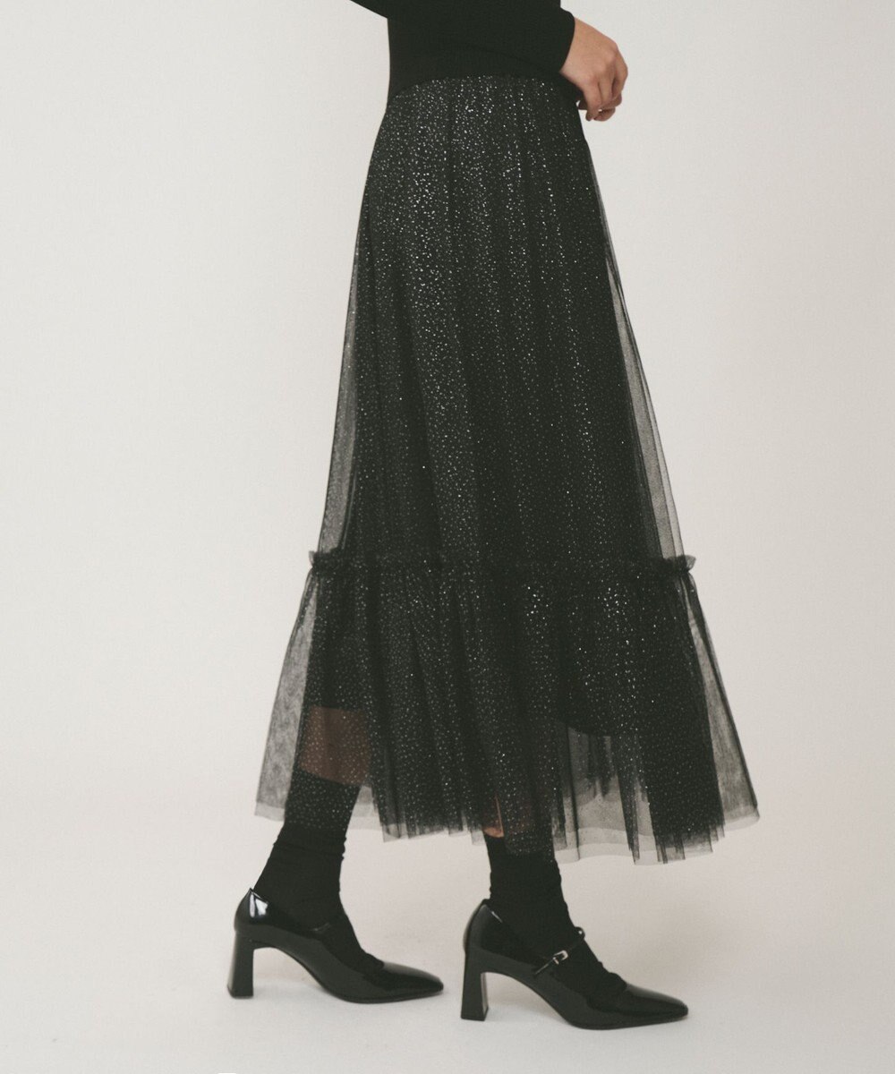 GRACE CONTINENTAL ラメチュールギャザースカート 