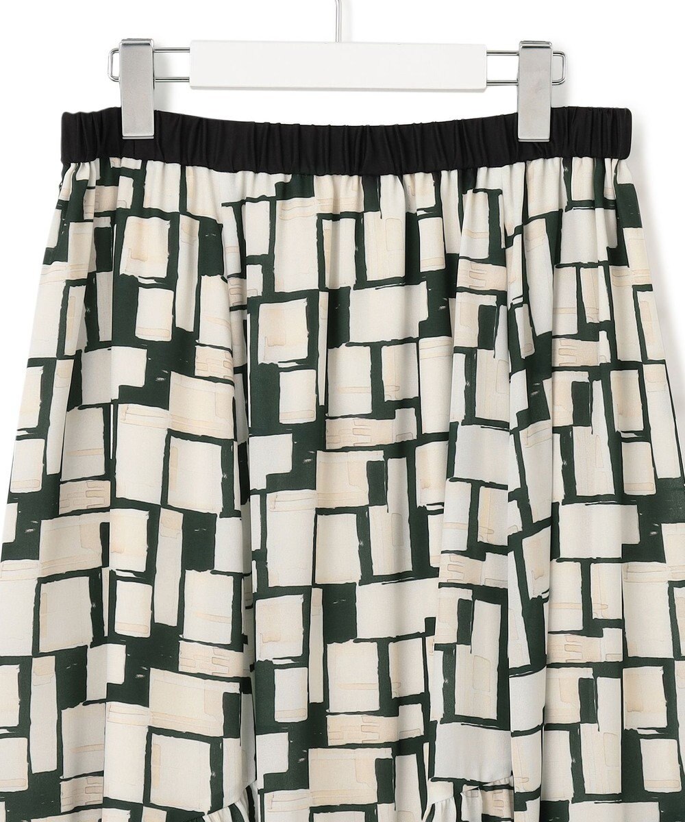 23区 L 【洗える】ARGENTIコラージュプリント ティアードスカート 