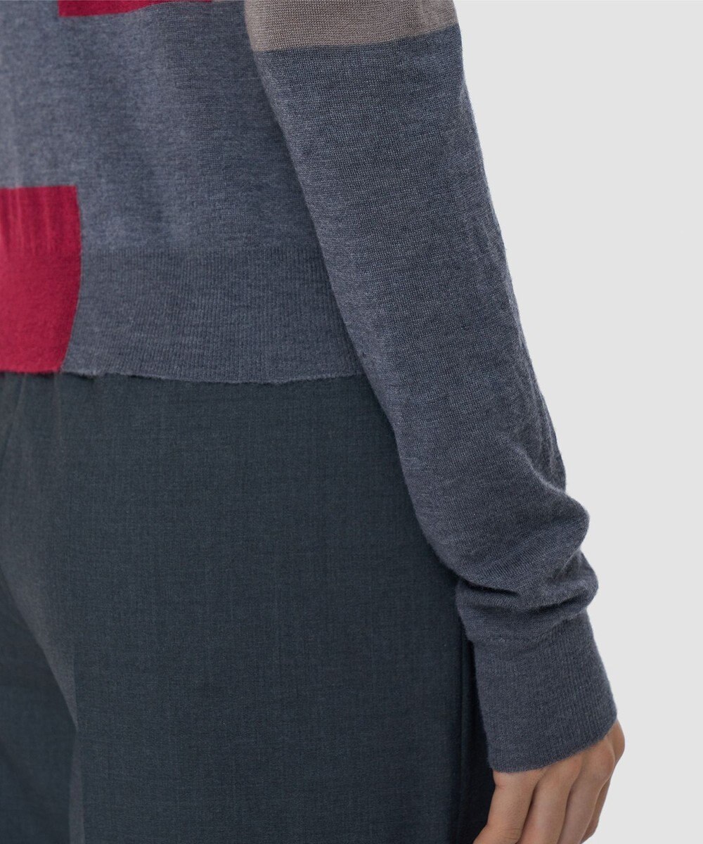 JOSEPH 【洗える】キャッシュエアーオーバーレイ　ラウンドネックニット 