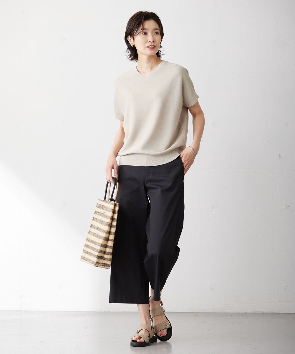 J.PRESS LADIES 【WEB限定カラーあり・セットアップ対応・洗える・撥水・防汚】コットンFITTYシャーク ワイド アンクル パンツ 