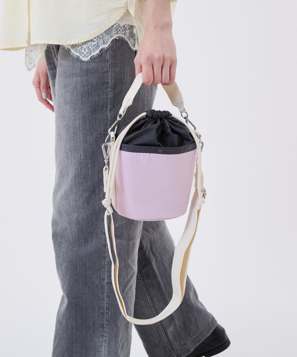 LeSportsac SM DRAWSTRING BUCKET/ライラックグレー/サンドバーコード 