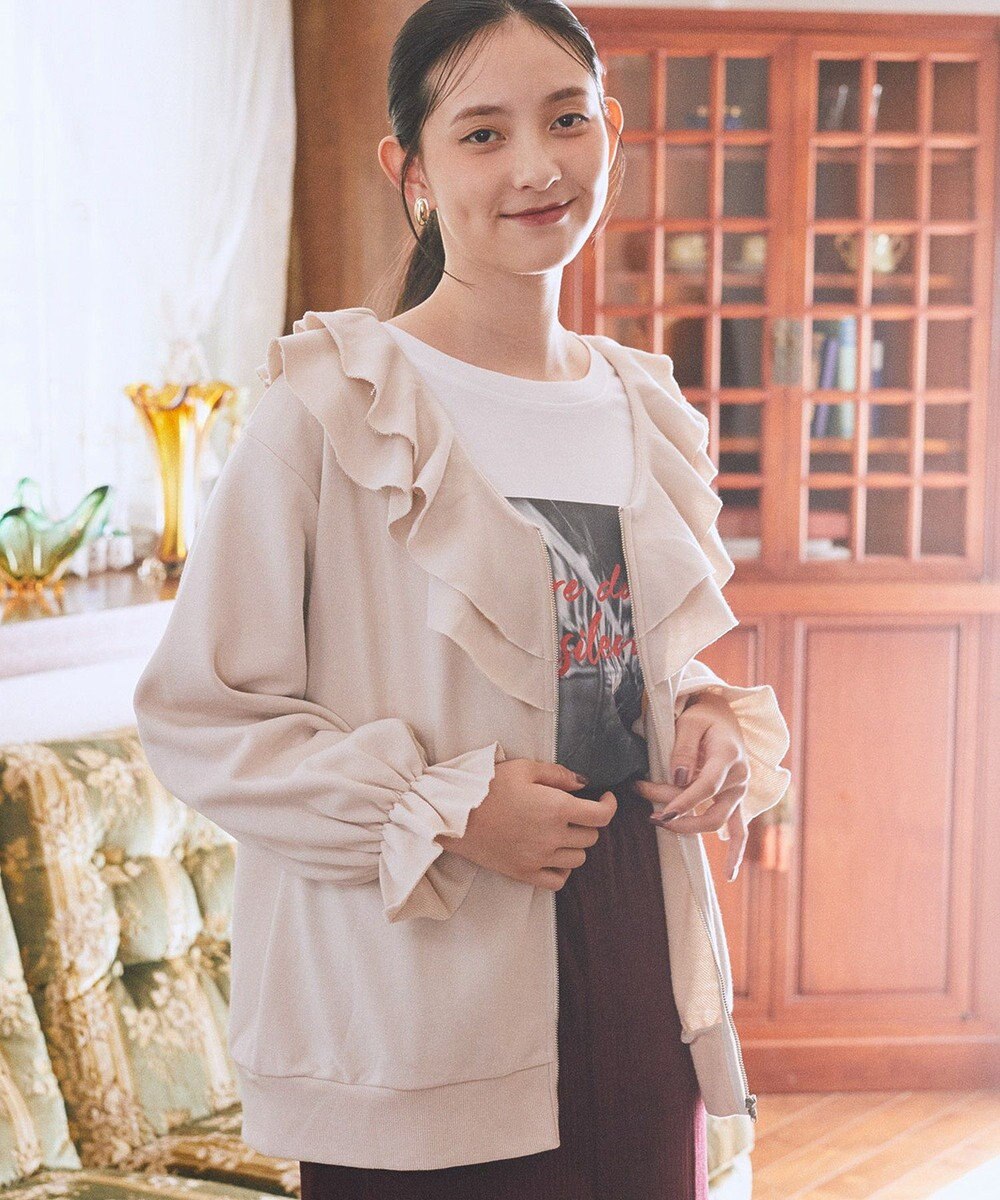 earth music&ecology 【裏毛】フリルカラーＺｉｐウラケブルゾン 