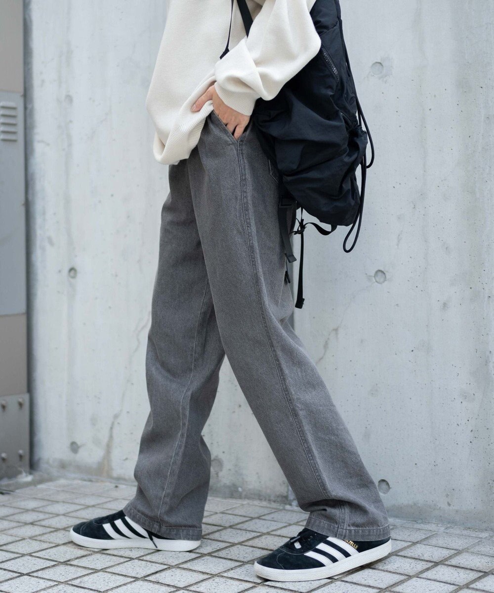 WEGO 【ユニセックス着用ITEM/ウエストゴム/SMLサイズ展開】デニムイージーストレートパンツ 