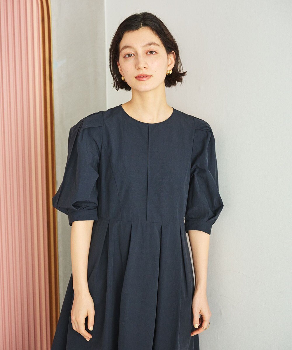 #Newans 【撥水加工/洗濯機可能】〈小柄さんにお勧め〉パフスリーブフレアワンピース 