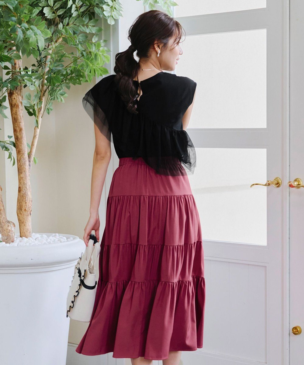 Tiaclasse 【洗える】フリルチュールレーストップス 