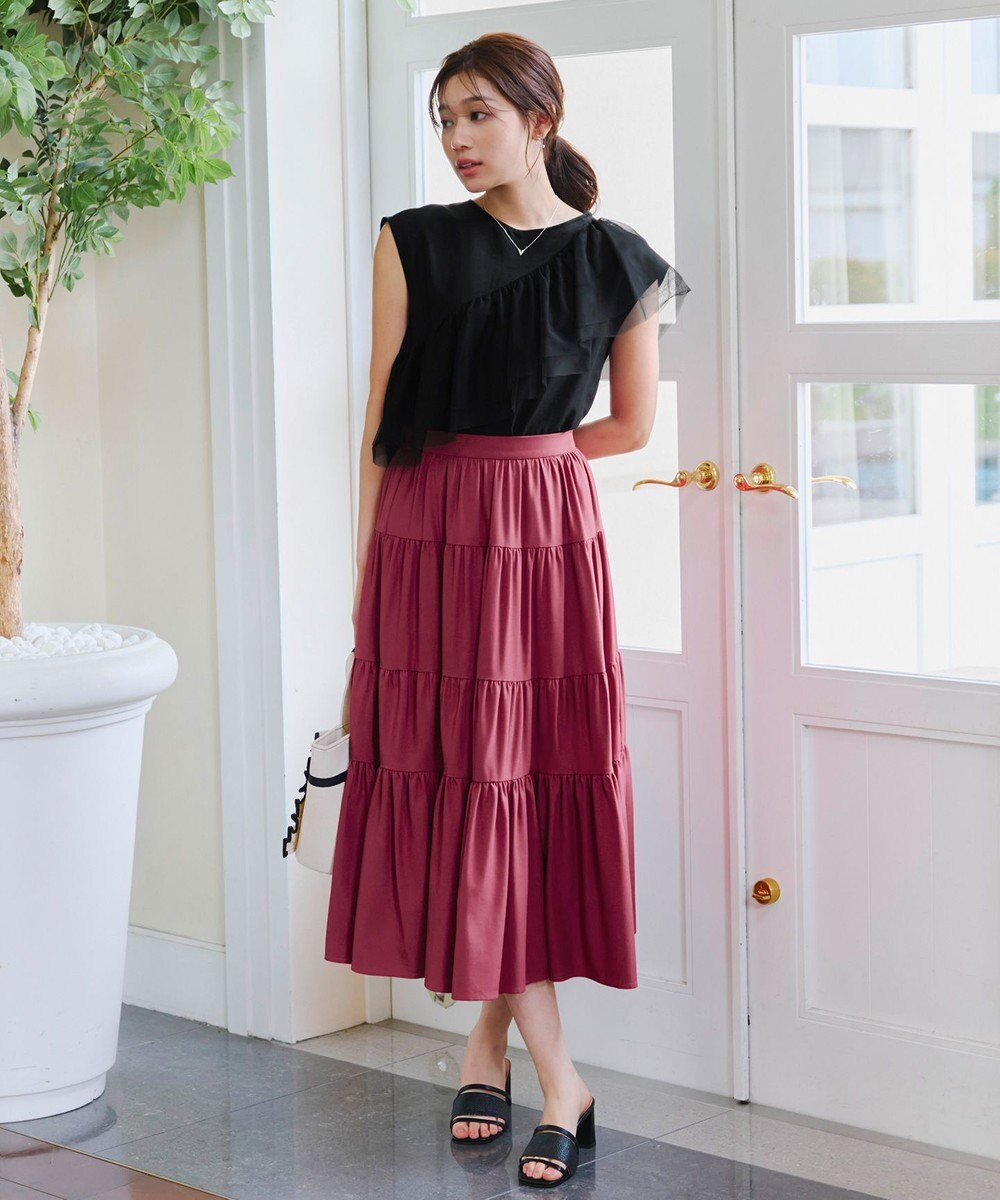 Tiaclasse 【洗える】フリルチュールレーストップス 