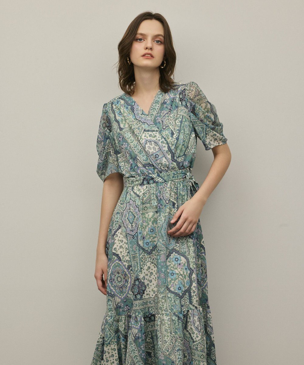 GRACE CONTINENTAL パッチワークプリントワンピース 