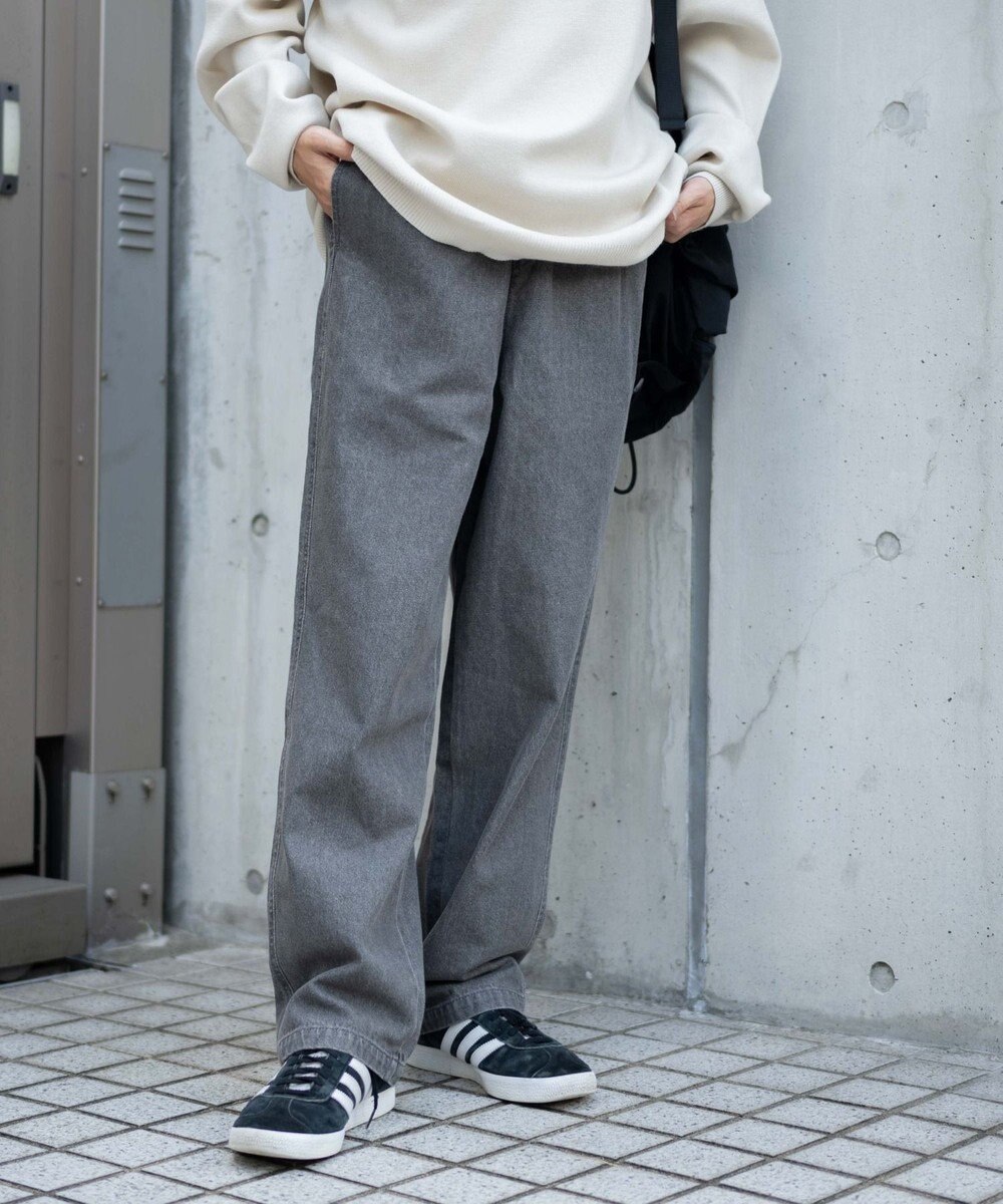 WEGO 【ユニセックス着用ITEM/ウエストゴム/SMLサイズ展開】デニムイージーストレートパンツ 
