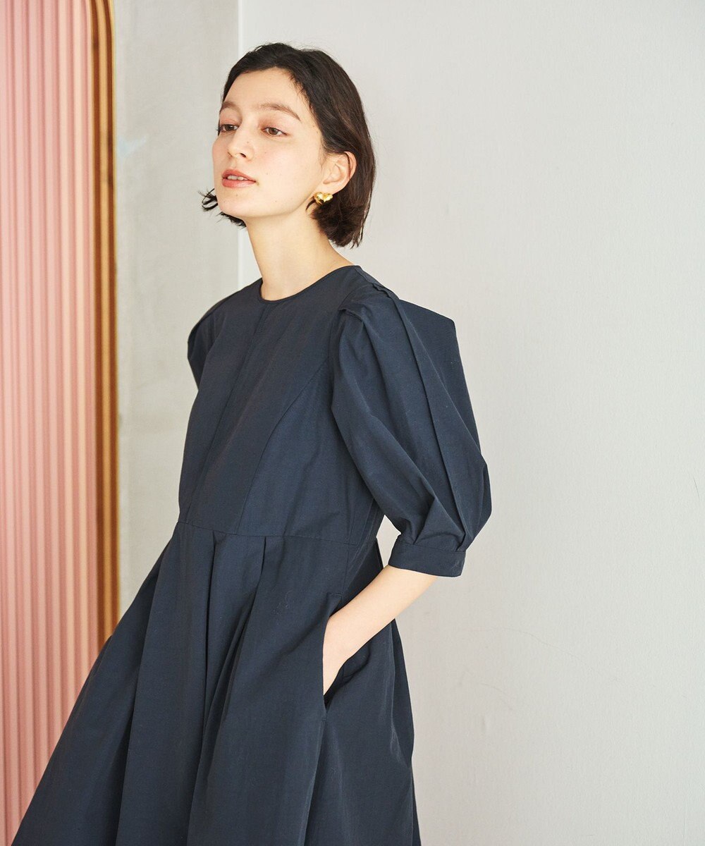 #Newans 【撥水加工/洗濯機可能】〈小柄さんにお勧め〉パフスリーブフレアワンピース 