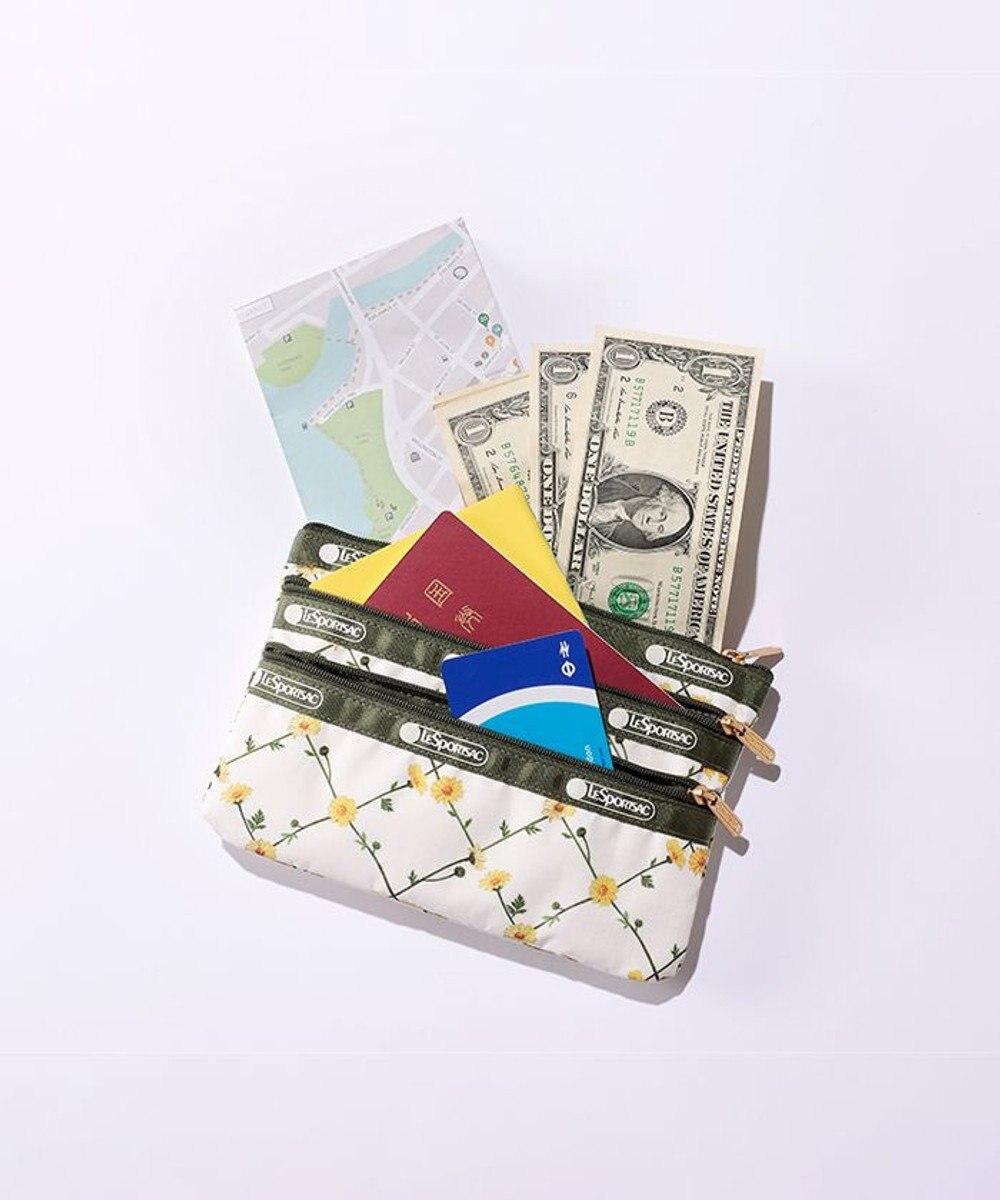 LeSportsac 3ZIP COSMETIC/デイジークロスエクリュ 