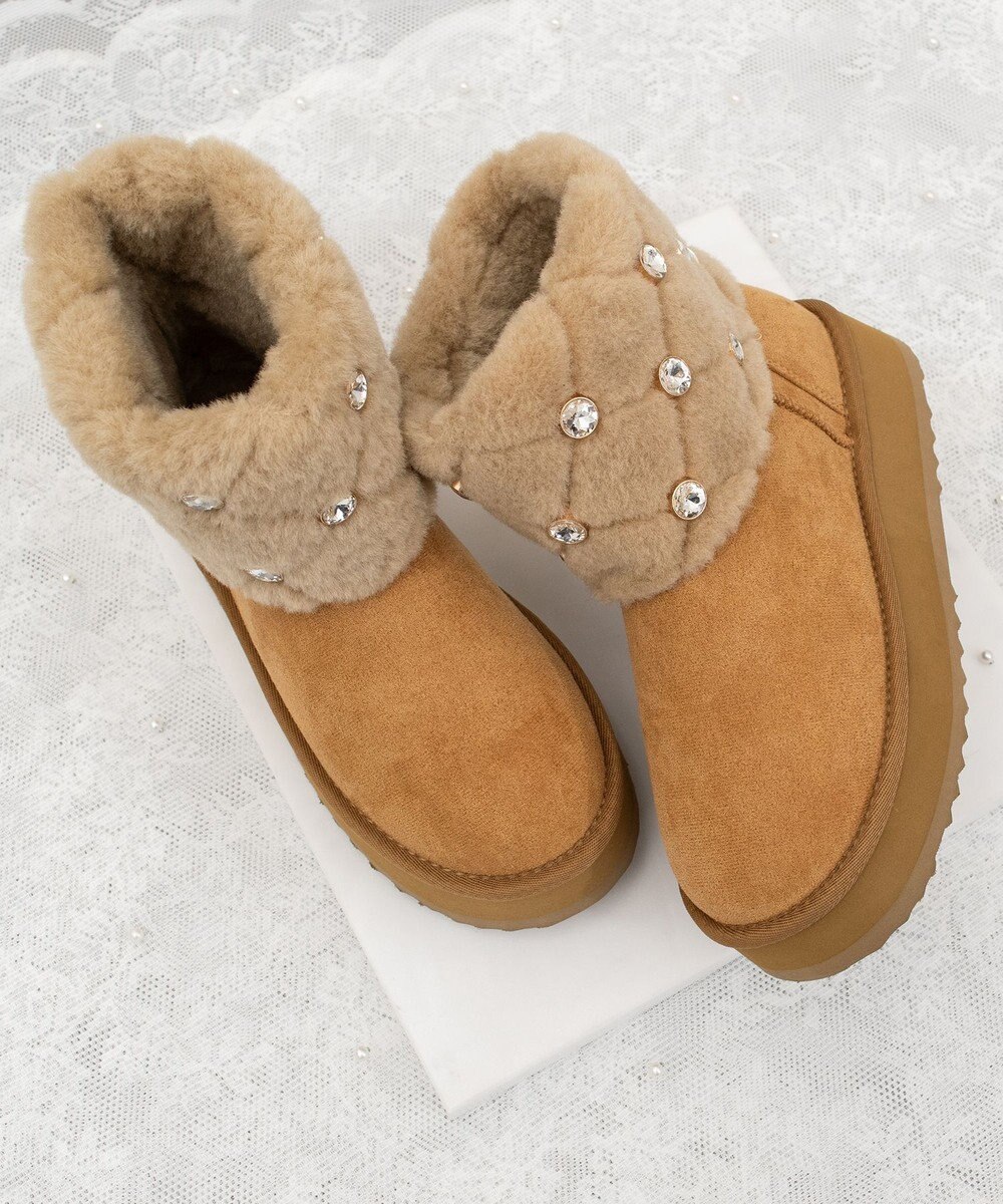 Bridget Birkin 【Bridget Birkin】キルティングビジュームートンブーツ 