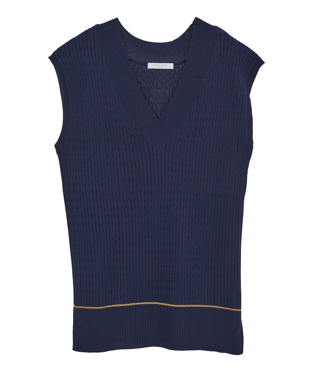 Green Parks 裾ラインケーブルニットベスト 