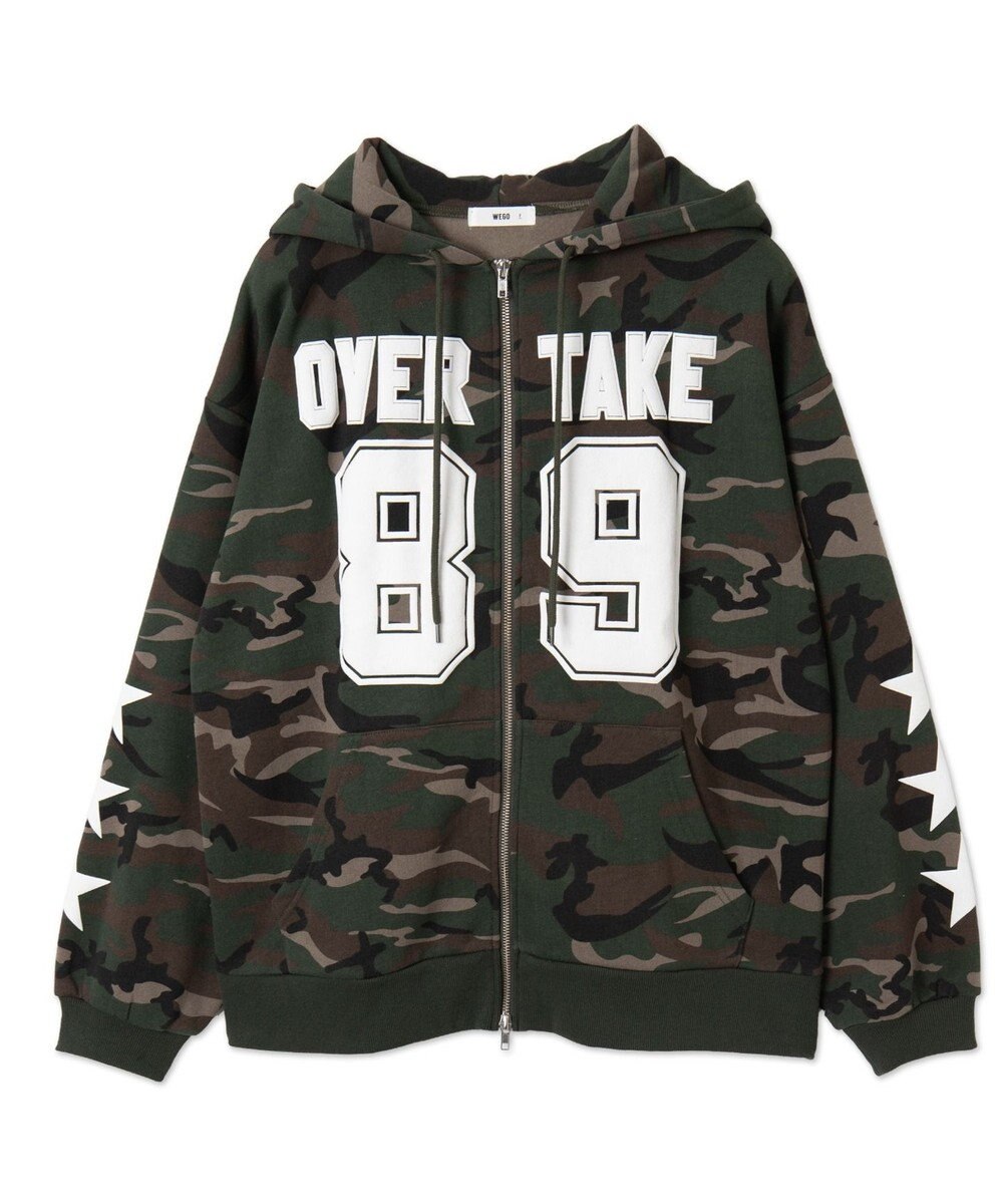 WEGO ナンバリング裏起毛BIGジップパーカー 