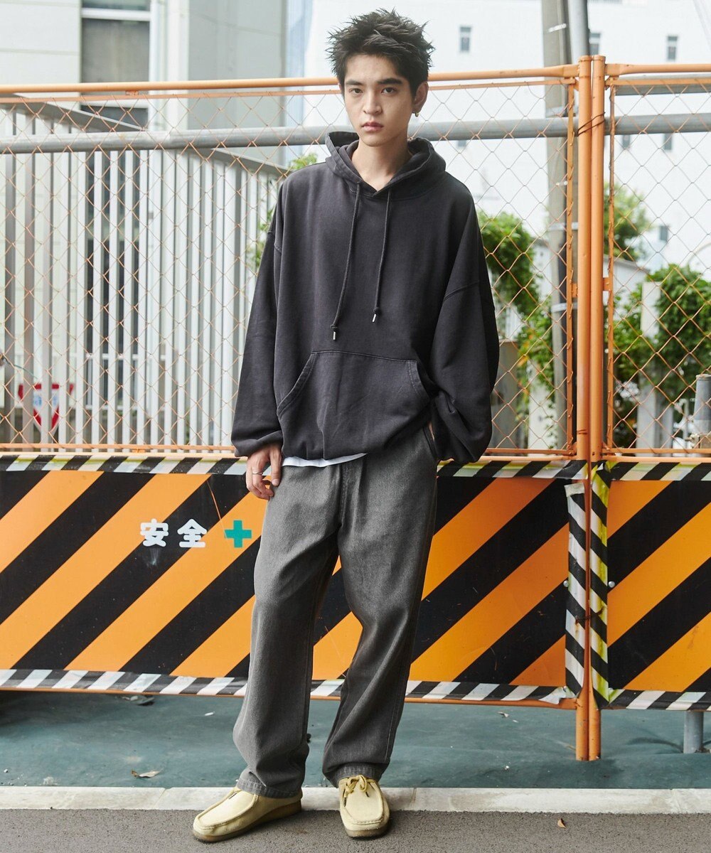 WEGO 【ユニセックス着用ITEM/ウエストゴム/SMLサイズ展開】デニムイージーストレートパンツ 