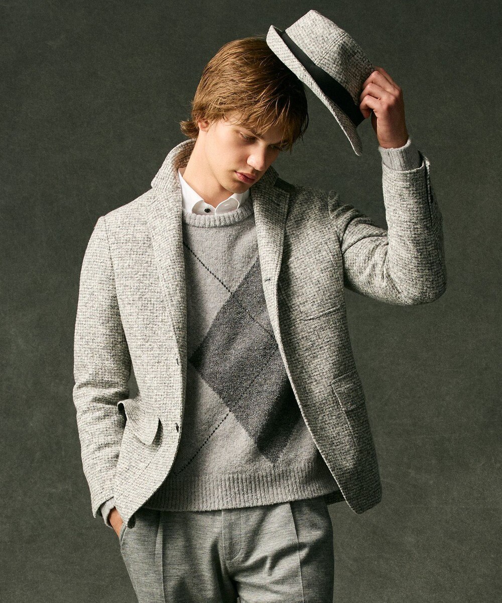 JOSEPH ABBOUD 【イタリア素材/軽量/ストレッチ】スライバー千鳥 ジャケット 